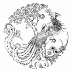 中式凤凰花卉树木图案
