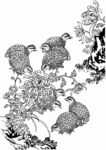 花鸟图中群鸟栖于花枝