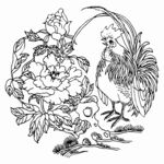 公鸡牡丹图