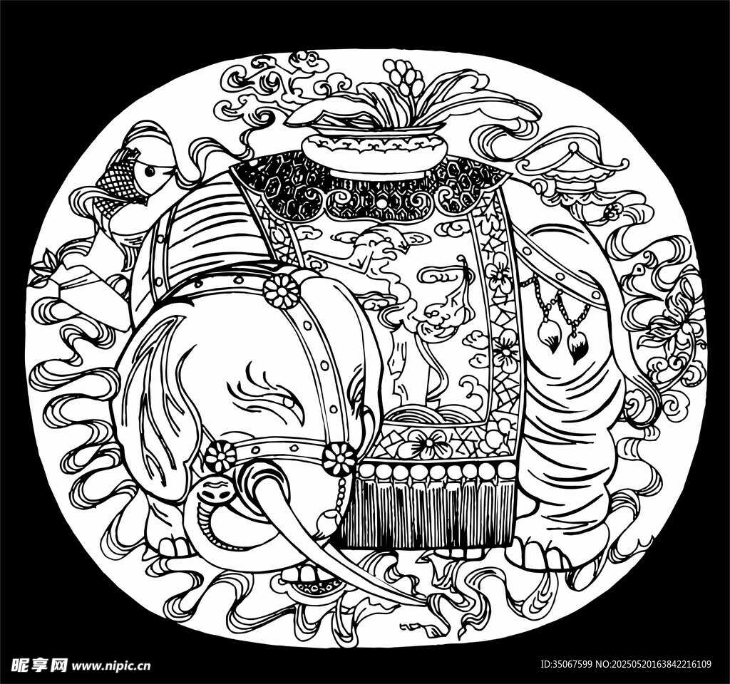 传统中式圆形图案纹饰