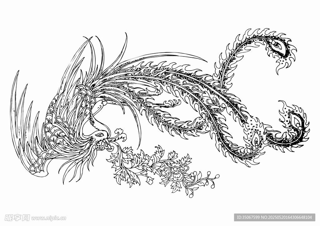 手绘奇幻龙形生物图案