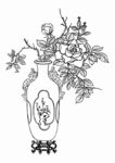 花瓶插花中式图案设计
