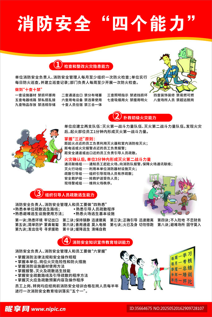 消防安全四个能力宣传海报