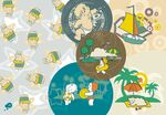 卡通动物海岛主题图案集