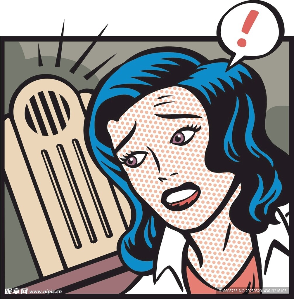 女子惊恐面对老式收音机