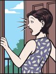 女子开门瞬间表情惊恐