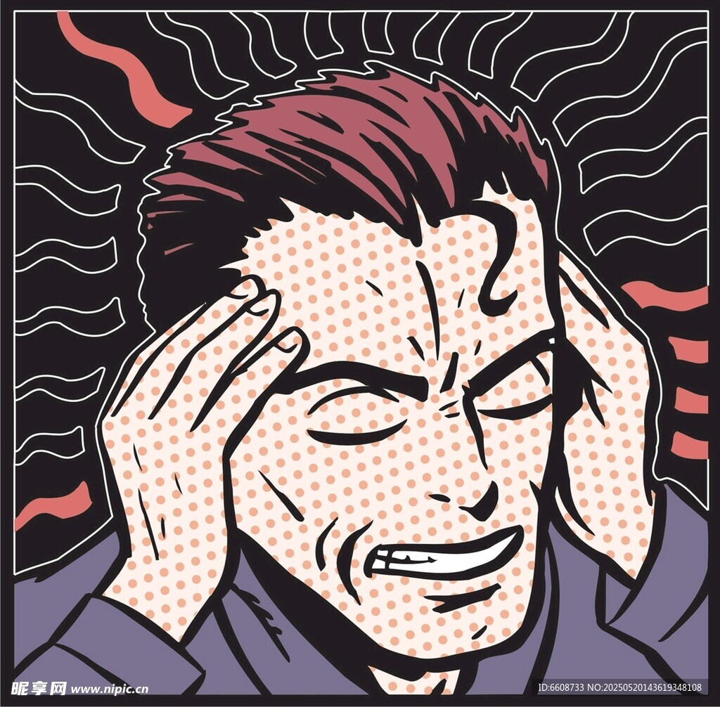 男人双手抱头显焦虑