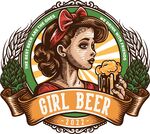 复古女孩畅饮啤酒