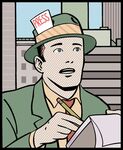 戴礼帽的男子手持信件