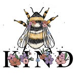 蜜蜂与花朵组成的KIND字样