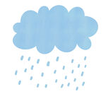 蓝色云朵下雨插画