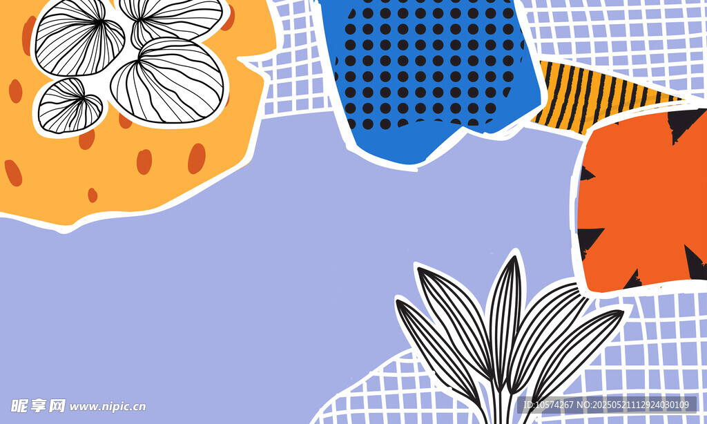 抽象几何植物图案插画