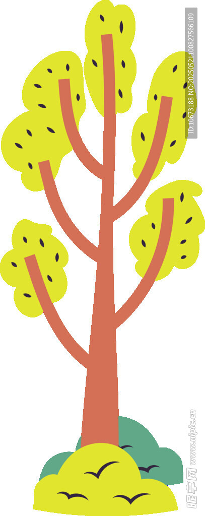 卡通风格的多彩树木插画