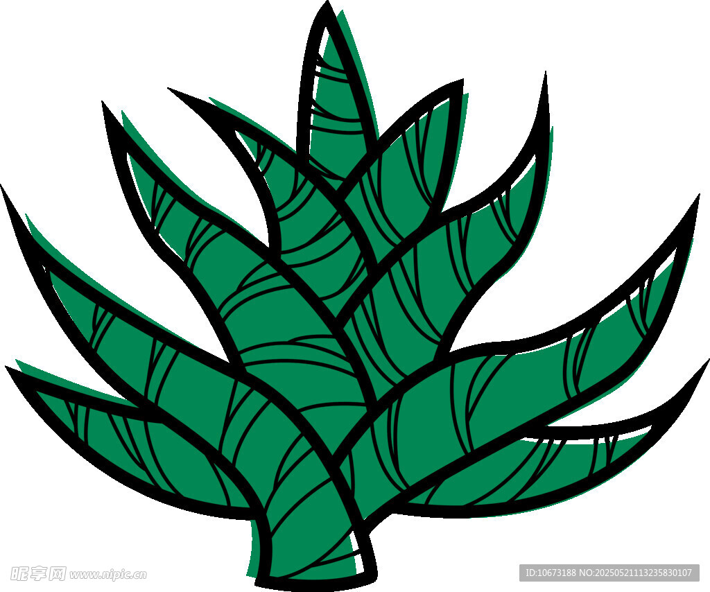 手绘绿色芦荟植物图案
