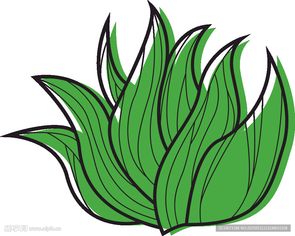 手绘绿色植物叶片图案