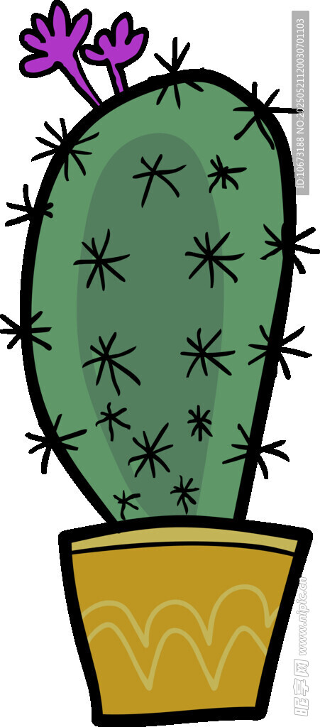 卡通盆栽仙人掌插画