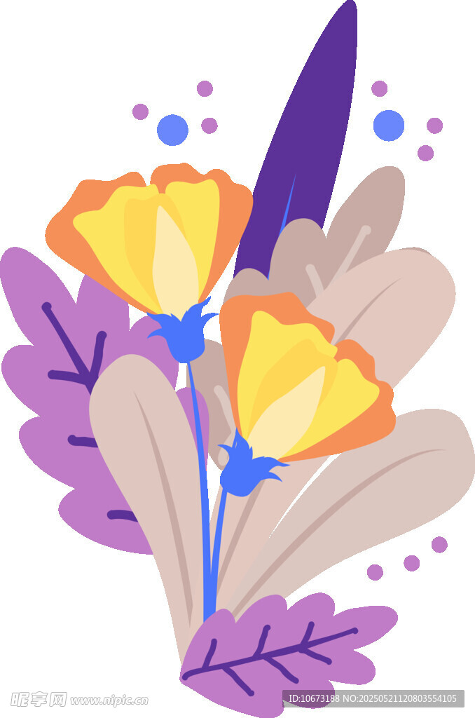 手绘多彩花卉插画图案