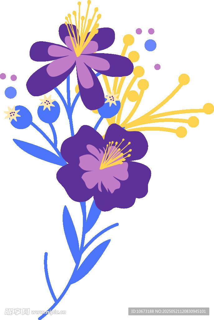 紫色花卉插画图案设计