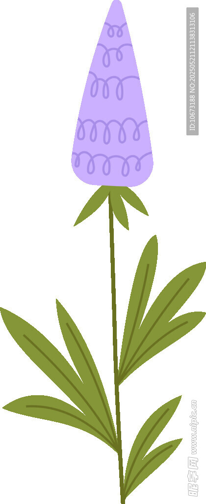 紫色花苞插画植物元素