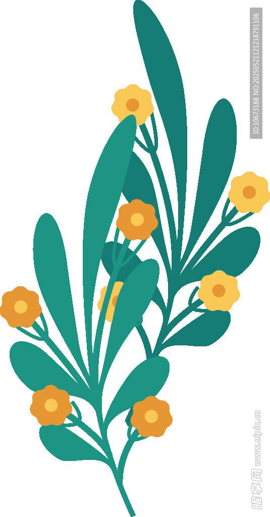 绿叶黄花植物插画