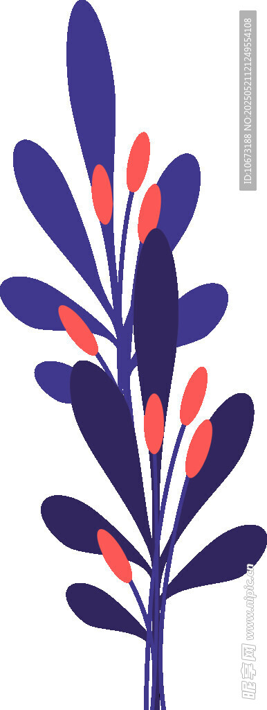 紫色枝叶插画