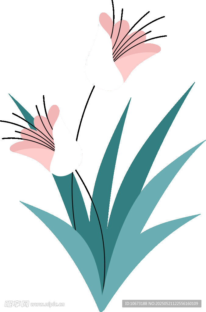 清新手绘粉色花卉插画