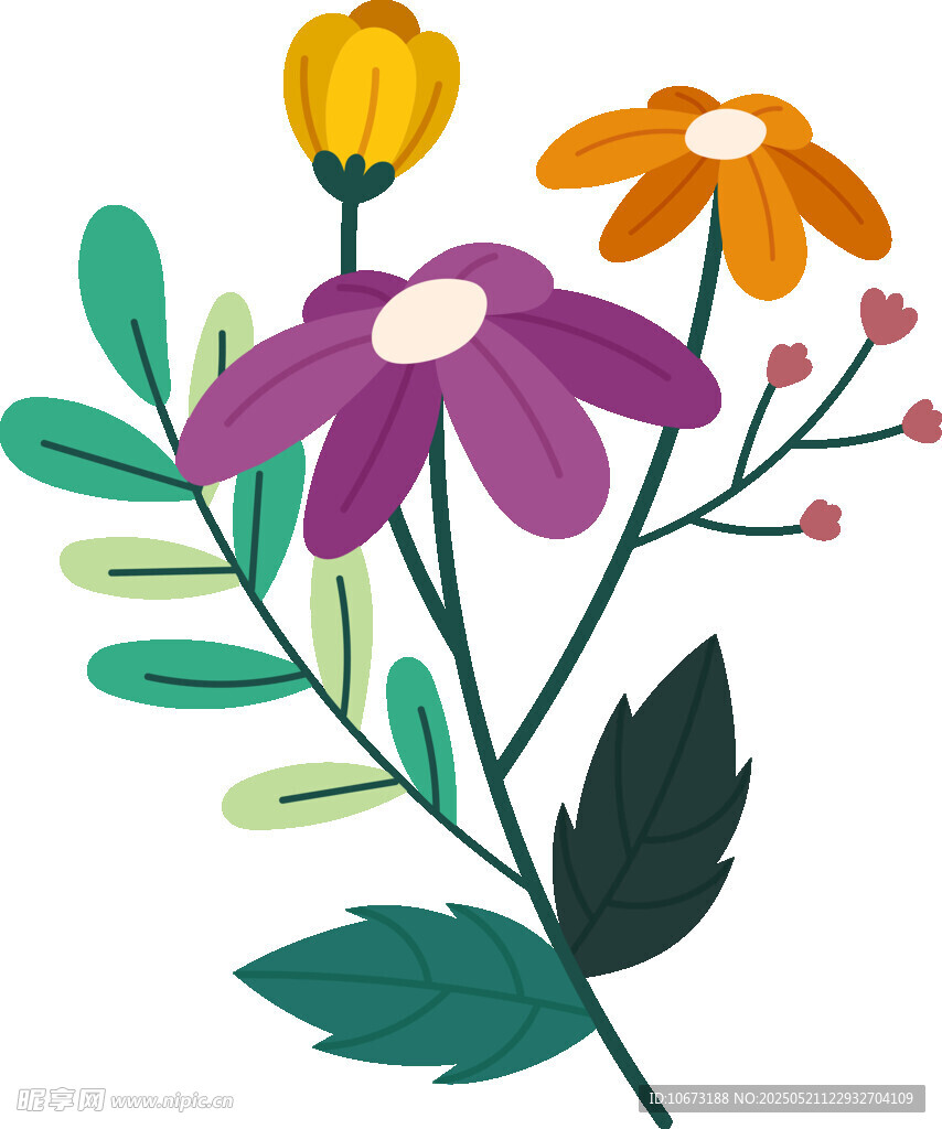 多彩花卉插画