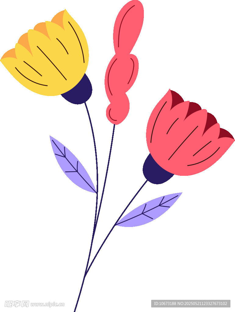 手绘多彩花朵插画