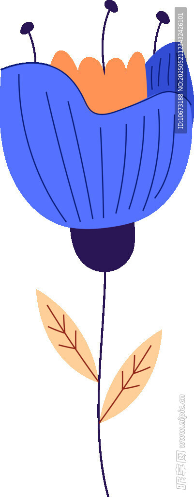 蓝色花朵插画