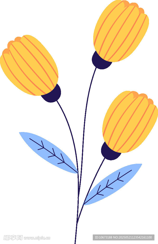 三朵黄色花朵插画