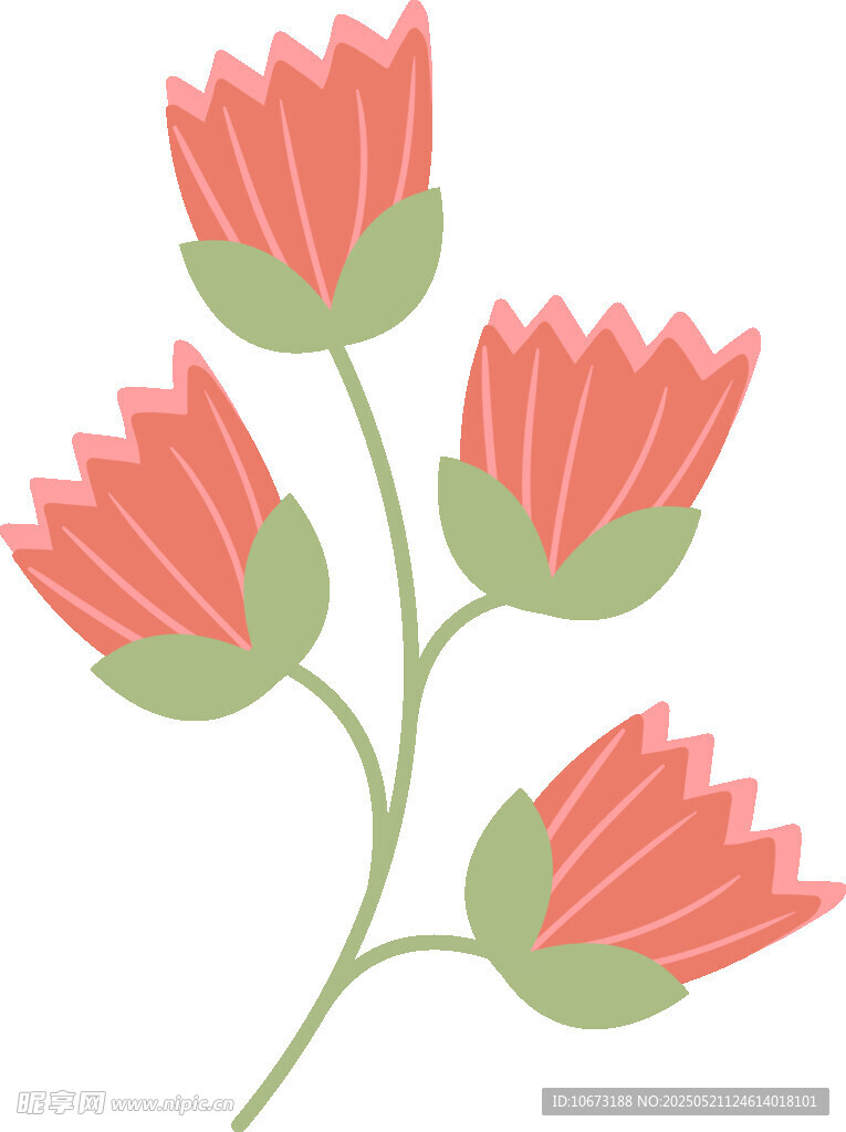 手绘粉色花朵插画
