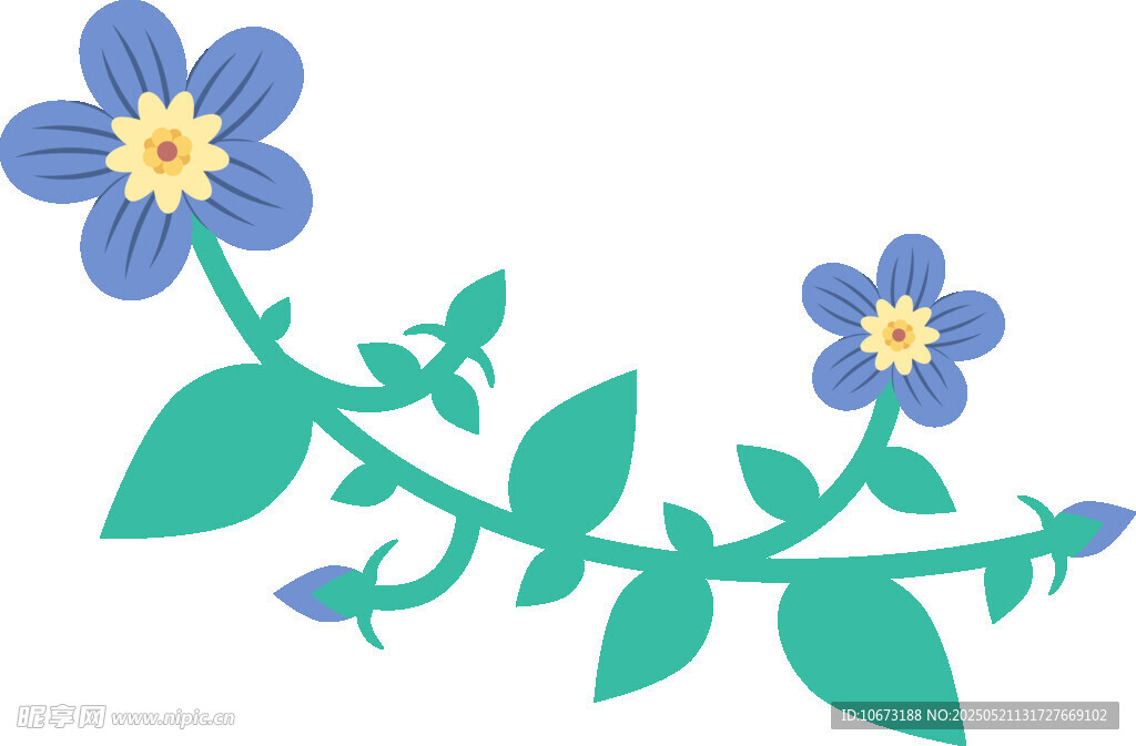 蓝色小花藤蔓插画