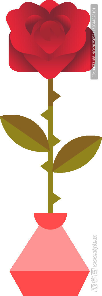 花瓶中的红玫瑰