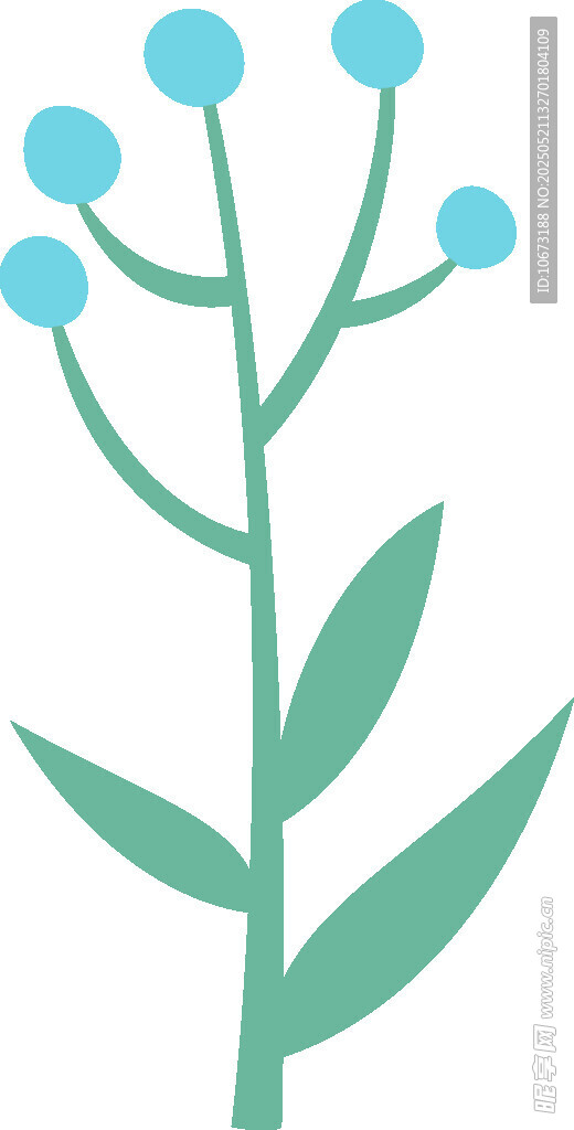 简约蓝色小花植物插画