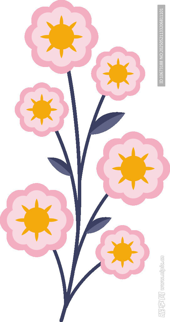 粉色花朵插画图案设计