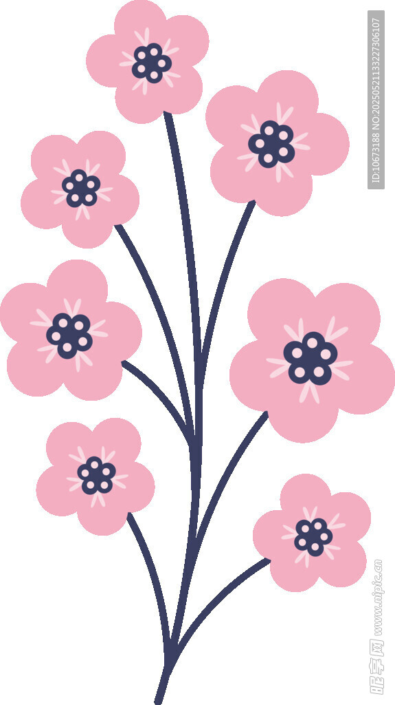 粉色花朵插画图案设计