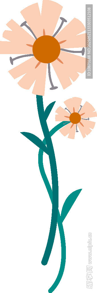 两朵简约花朵插画图案