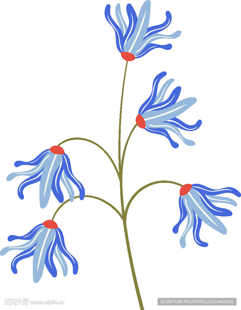 蓝色花朵插画