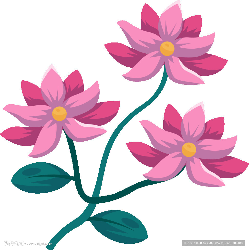 三朵粉色莲花插画