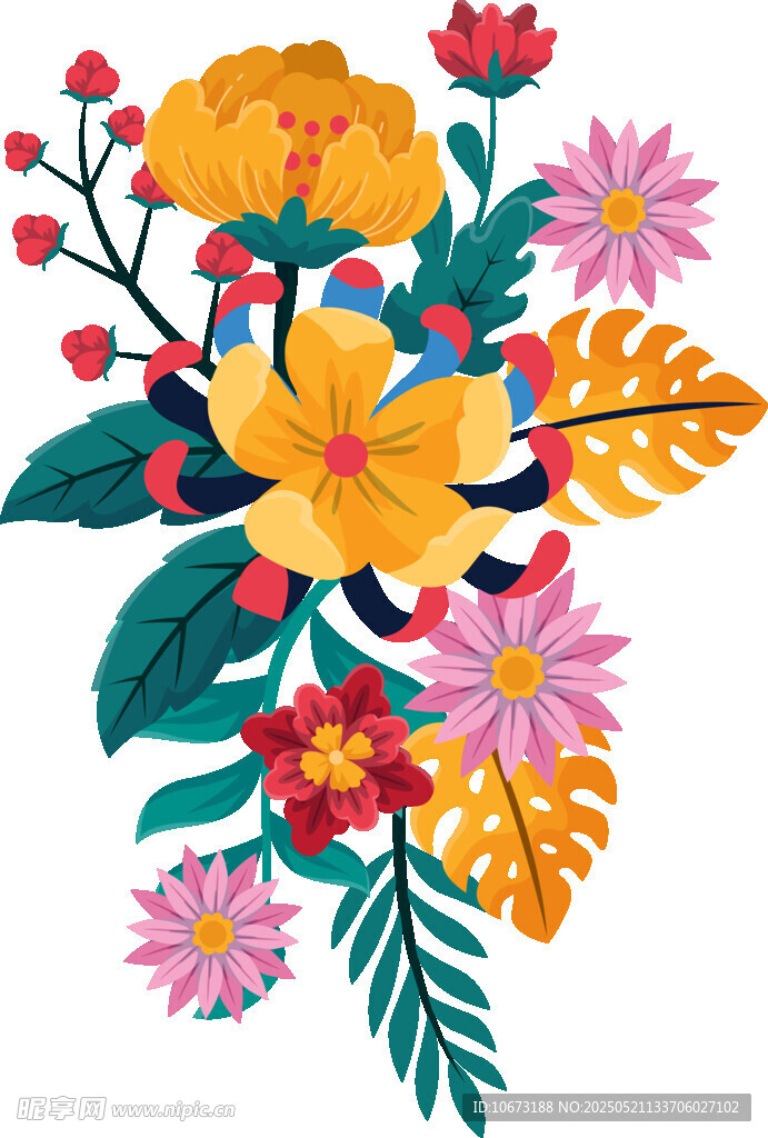 多彩花卉插画图案