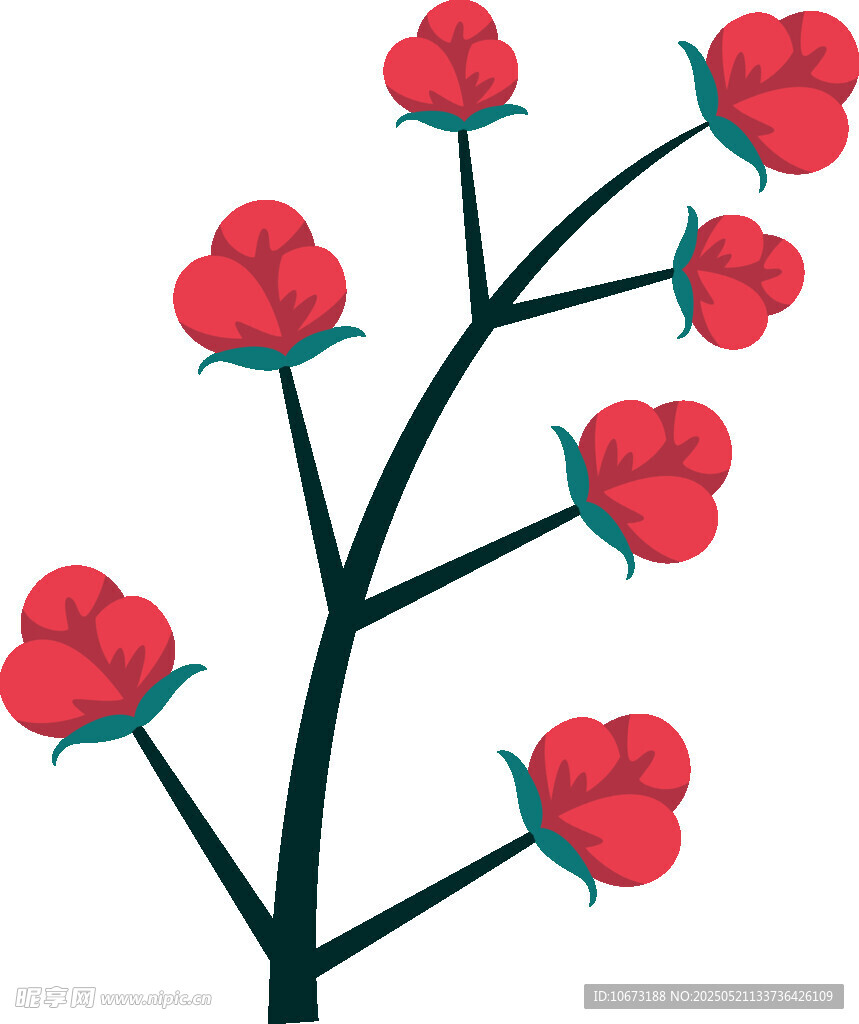 红色花朵植物插画