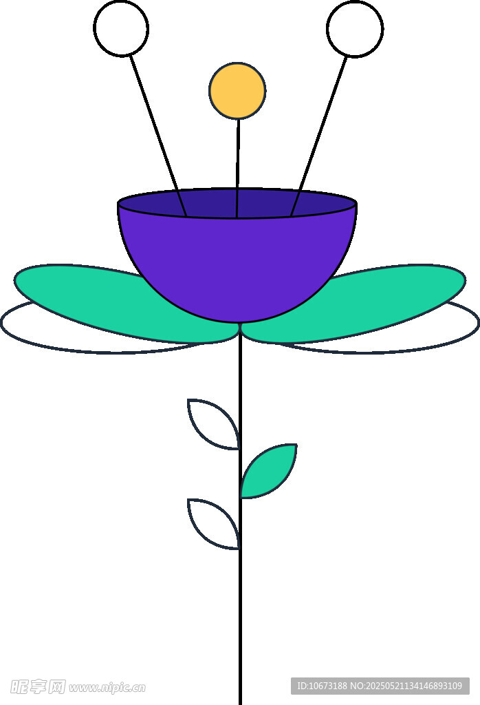简约手绘紫色花朵插画