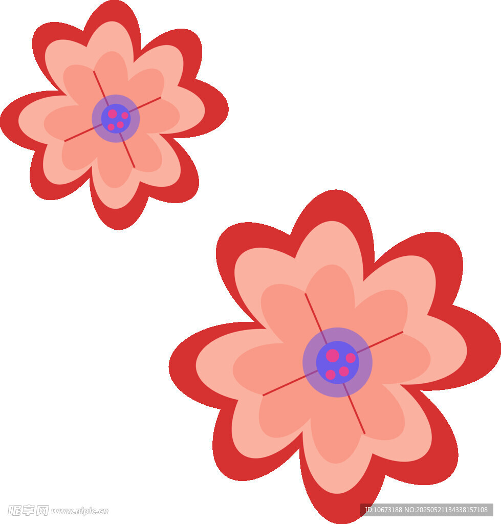 两朵简约风格的红色花朵