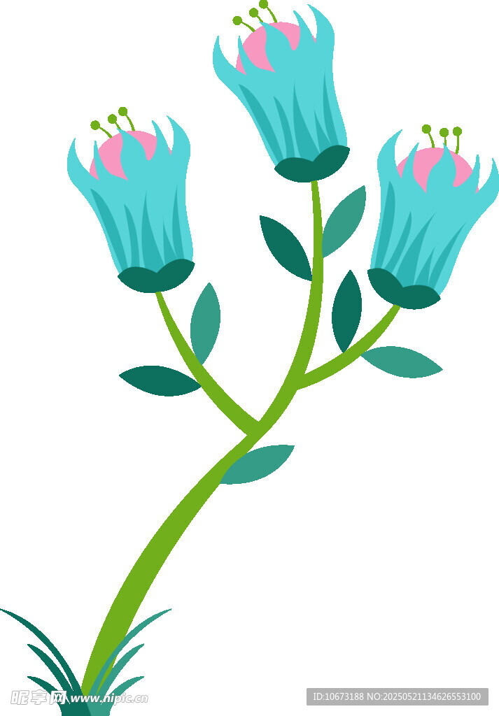 蓝色花朵插画