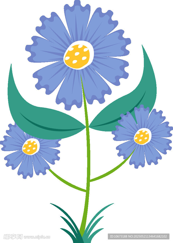 蓝色花朵插画