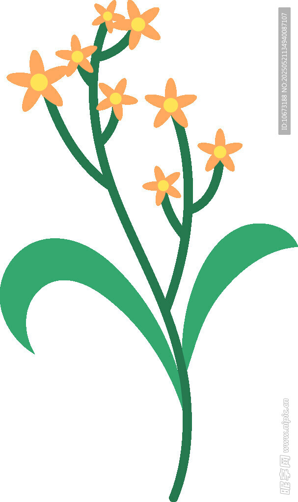 手绘黄色小花植物图案