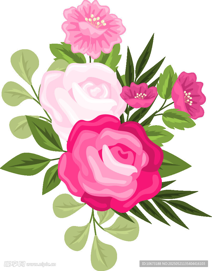 艳丽花卉插画