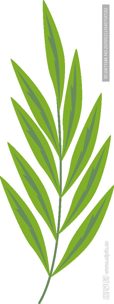 绿色单枝柳叶植物图案
