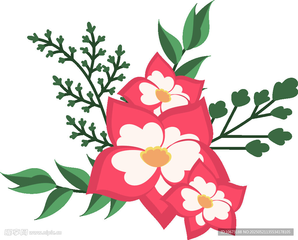 鲜艳花卉插画