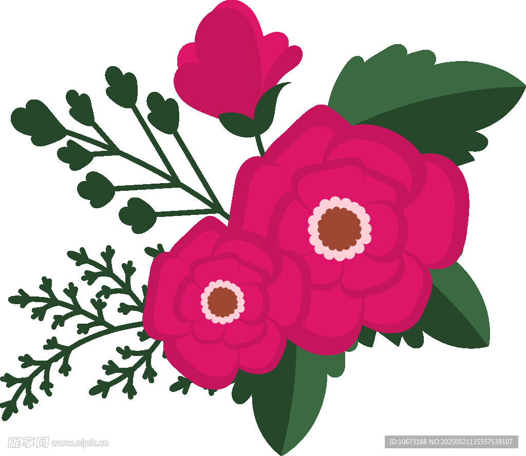 艳丽花卉插画